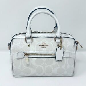 Coach White Satchel with Signature Monogram